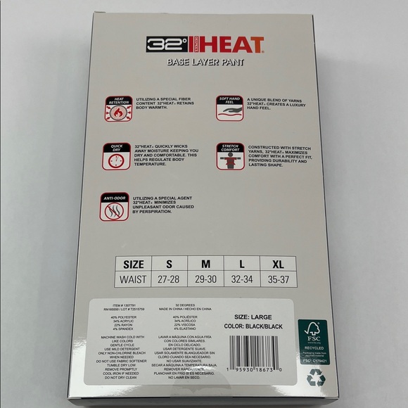 32 Degrees Women's 2PK Black Heat Base Layer Pants - Picture 5 of 5